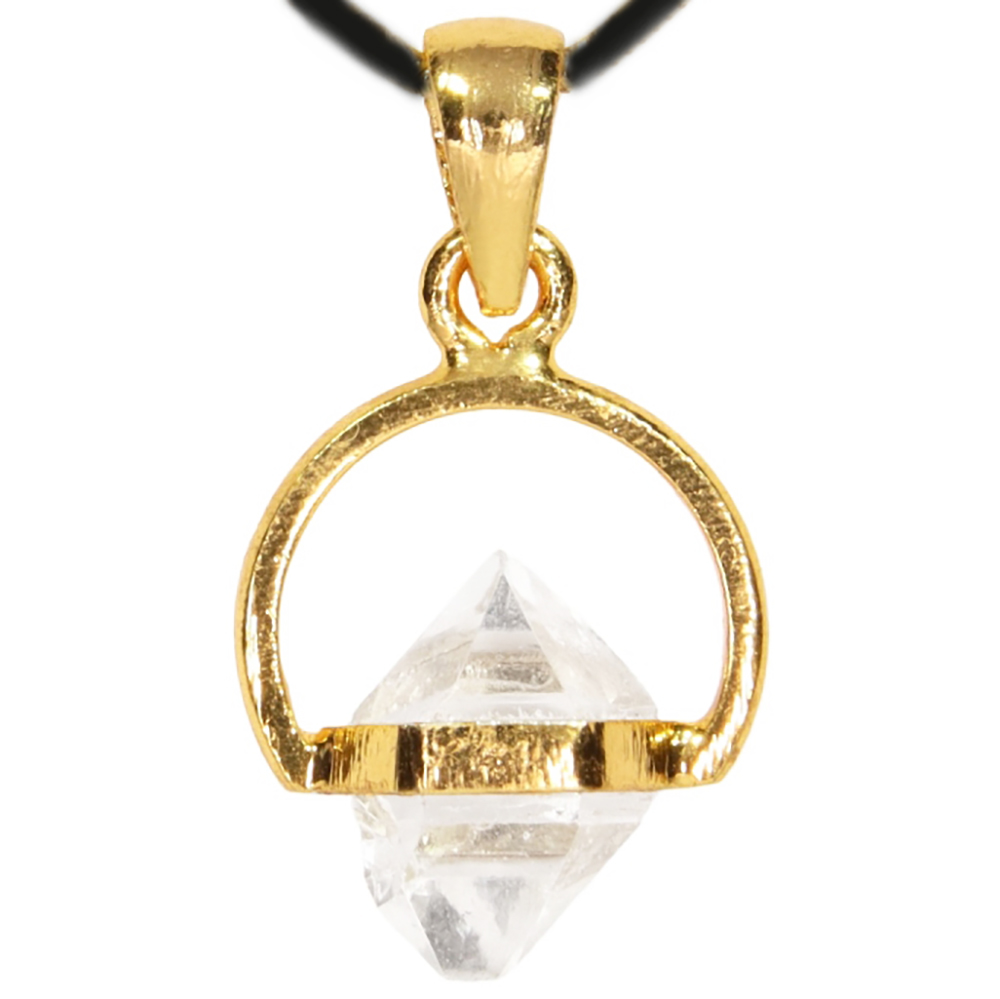 Herkimer Diamant  Dubbeleinder in verguld zilv.  1x UNIEK