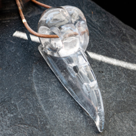 Bergkristal Raaf - 'Raven Skull' Bergkristal, L. ø 7 cm hanger geboord