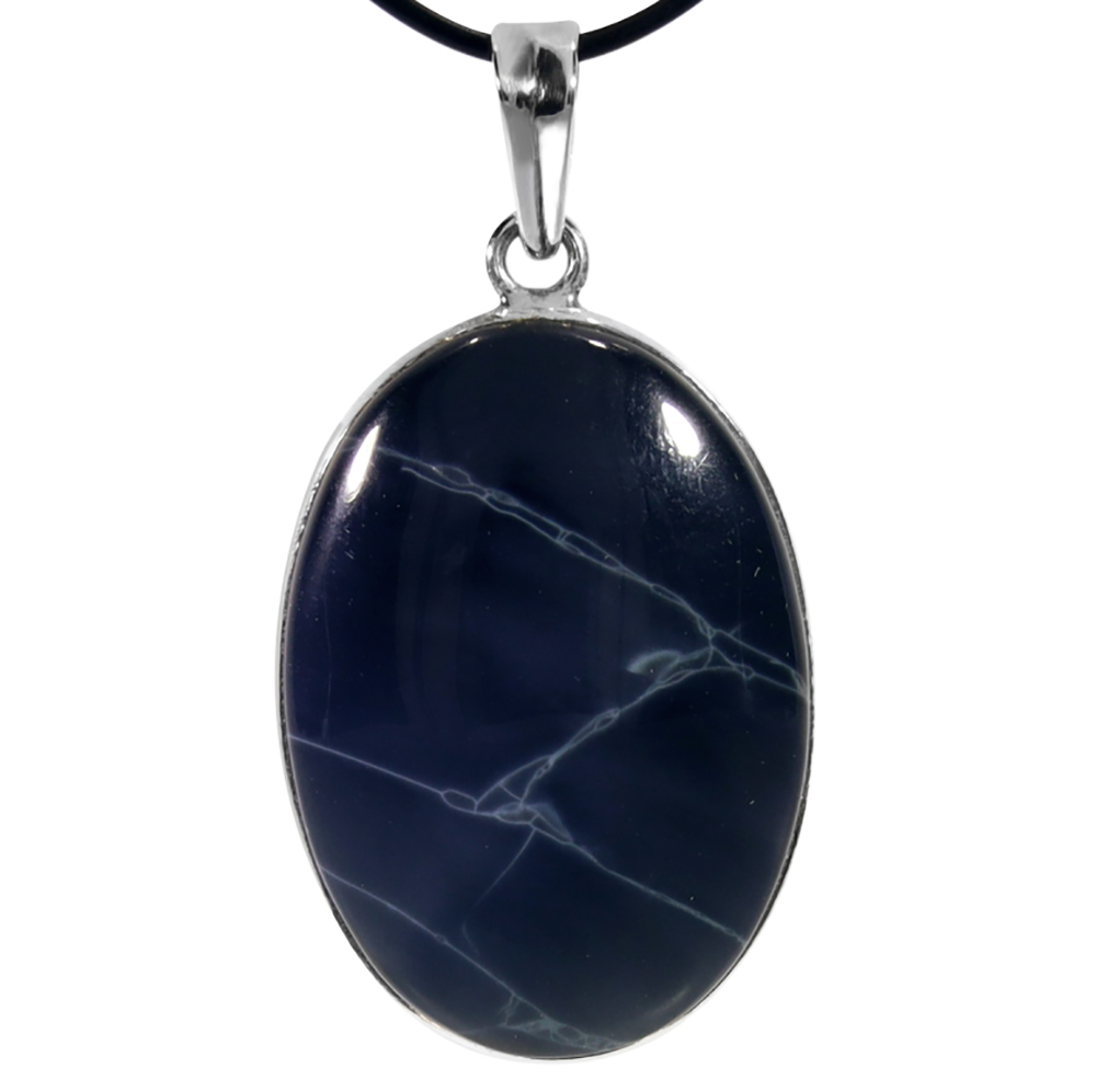 Obsidiaan, Spider Web, Zilveren hanger | 1x UNIEK
