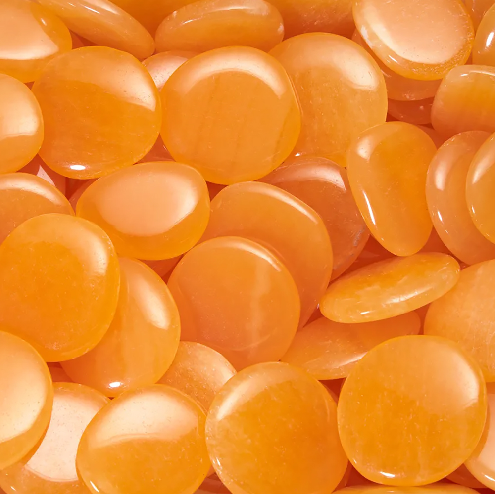 Calciet, oranje Calciet platte edelsteen per st.*