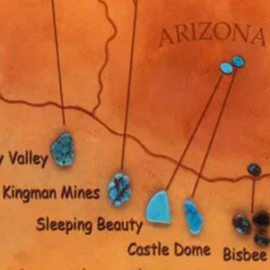 Turquoise 'Kingman' Mine Arizona, Zilveren hanger | 1x UNIEK