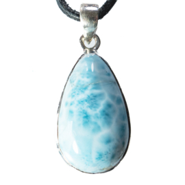 Larimar 1A kwaliteit groot  Zilveren hanger | 1x UNIEK
