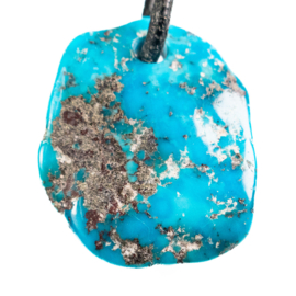 Turquoise Natuur vlaknugget hanger front geboord │ 1x UNIEK