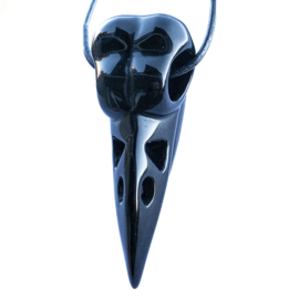 Obsidiaan Raaf - 'Raven Skull', Obsidiaan L. ø 5 cm hanger geboord