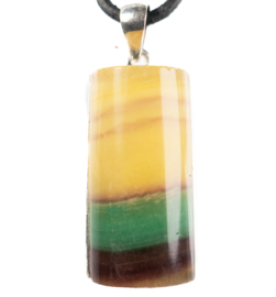 Fluoriet, Regenboog Fluoriet, Zilveren hanger | 1x UNIEK