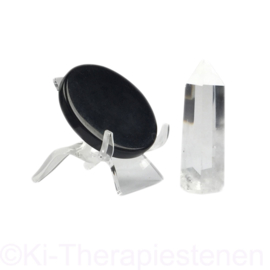 Obsidiaan spiegel ø 5 cm -- kleine Meditatie-Set