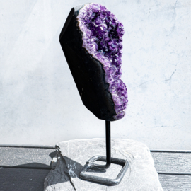 Amethist Cluster-Geode, op metalen staander,  1 kilo, 1x UNIEK
