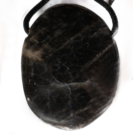 Maansteen, Zwart hanger Groot geboord 1x Uniek