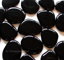 Obsidiaan, Zwarte, A kwaliteit  platte edelsteen per st.**