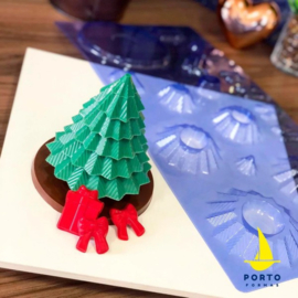 3-D Kerstboom -  chocolade mal - PF859