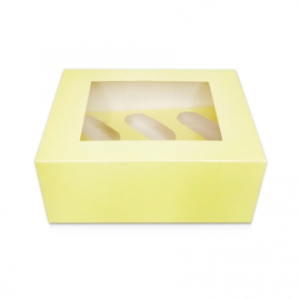 Pastel gele Cupcake doosje / sweetbox met losse insert voor 6 cupcakes