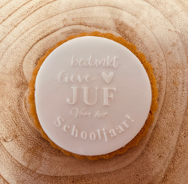 Bedankt lieve juf voor het schooljaar - PartyStamp  - Fondantstempel