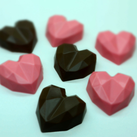 6 cm Diamond Heart medium - BWB - 3 delige chocolade mal