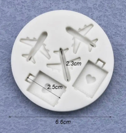 vliegtuig en koffers - siliconen fondant mal