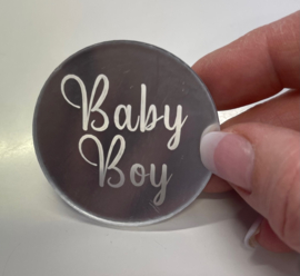 Baby boy- Zilver - mirror tag - topper