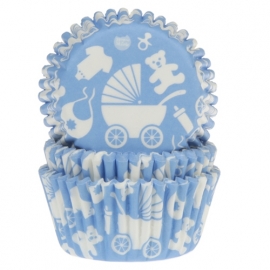 Baby blauwe NEW BORN baking cups HOUSE OF MARIE 50/ pk