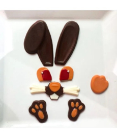 Paashaas oren, gezicht en poten los  -  chocolade mal -BWB9857