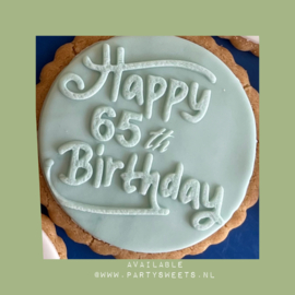 HAPPY 65 th BIRTHDAY - fondant stempel voor Cupcakes en Koekjes