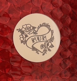 Mum Heart - Rose Goud - mirror tag - topper