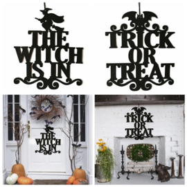 Halloween decoratie - muur en deur hangers - trick or treat - the witch is in