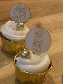 Sinterklaas  - Cupcake toppers - hout - set van 6