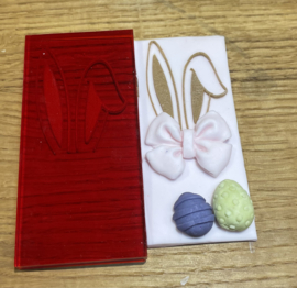 Paashaas oren - Rechthoekige fondantstempel