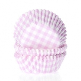 Roze geruite MINI cupcake baking cups House of Marie 60/Pk
