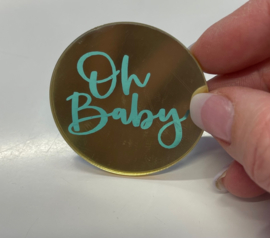 Oh Baby - goud - mirror tag - topper
