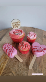 Happy Mothersday - Cupcake toppers - hout - set van 6