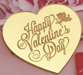 Happy Valentine's day- gouden - hartvormige- mirror tag - topper