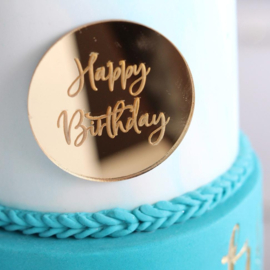 Happy Birthday -  rose gouden mirror tag - topper