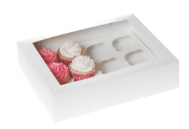 Cupcake doos voor 12 cupcakes wit met venster