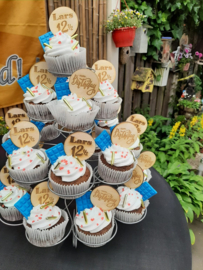 Gepersonaliseerde Cupcake toppers - hout - set van 6