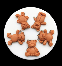 Siliconen fondantmal - Teddy beertjes in 5 verschillende maten