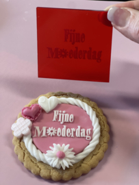 Fijne moederdag met bloem op de plaats van de o -  Fondantstempel - Debosser