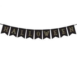 Halloween party banner zwart