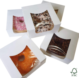 Donuts-verpakking -doosjes met venster voor 1 donut-wit