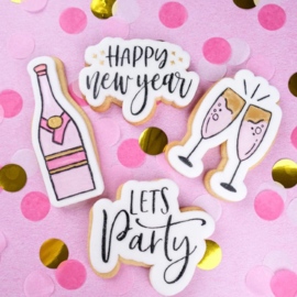 Champagne fles - outboss - stamp 'n cut -stempel en uitsteker voor fondant koekjes