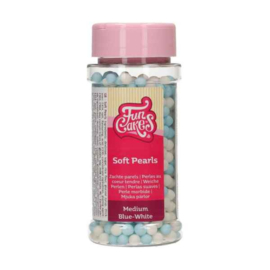 Blauw & witte mix zachte eetbare parels - Funcakes