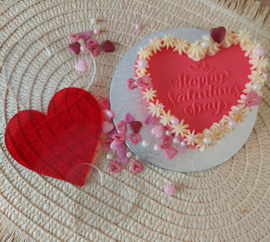 Happy Valentinesday - Hartvormige Ganache Plates, Sjabloon & Valentijnsdag Fondantstempel in 1 - Partystamp