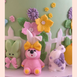 Silicone Mal – Paashaas Oortjes met Strik (Fondant & Candy Melts)