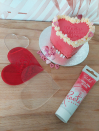 Happy Valentinesday - Hartvormige Ganache Plates, Sjabloon & Valentijnsdag Fondantstempel in 1 - Partystamp