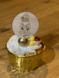 Sinterklaas  - Cupcake toppers - hout - set van 6