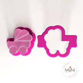 Daisy Makes® Baby Stroller Popper Set Large | Kinderwagen Cakepop Cutter & Popper | Blauw