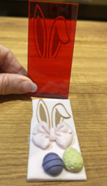 Paashaas oren - Rechthoekige fondantstempel