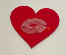 Kiss - lips - Hartvormige Ganache Plates, Sjabloon & Fondantstempel in 1 - Partystamp