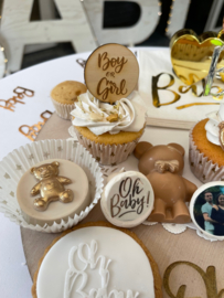 Boy or Girl  Cupcake topper - hout - set van 6