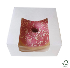 Donuts-verpakking -doosjes met venster voor 1 donut-wit
