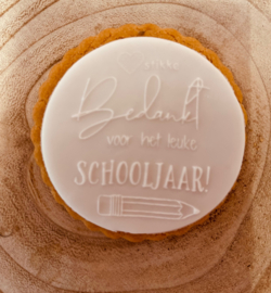 Harstikke Bedankt voor het leuke schooljaar - PartyStamp  - Fondantstempel