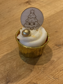kerst / winter Taart- Cupcake toppers
